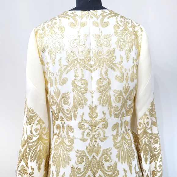 J. Mendel Paris Couture Baroque Silk Patchwork Puff Sleeve Mini Dress - Picture 9 of 10